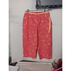KAREN SCOTT SPORT CAPRI Ladies Pink Yellow Side Zip 2- Sided Elastic‎ Waist Sz10